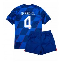 Echipament fotbal Croaţia Josko Gvardiol #4 Tricou Deplasare European 2024 pentru copii maneca scurta (+ Pantaloni scurti)